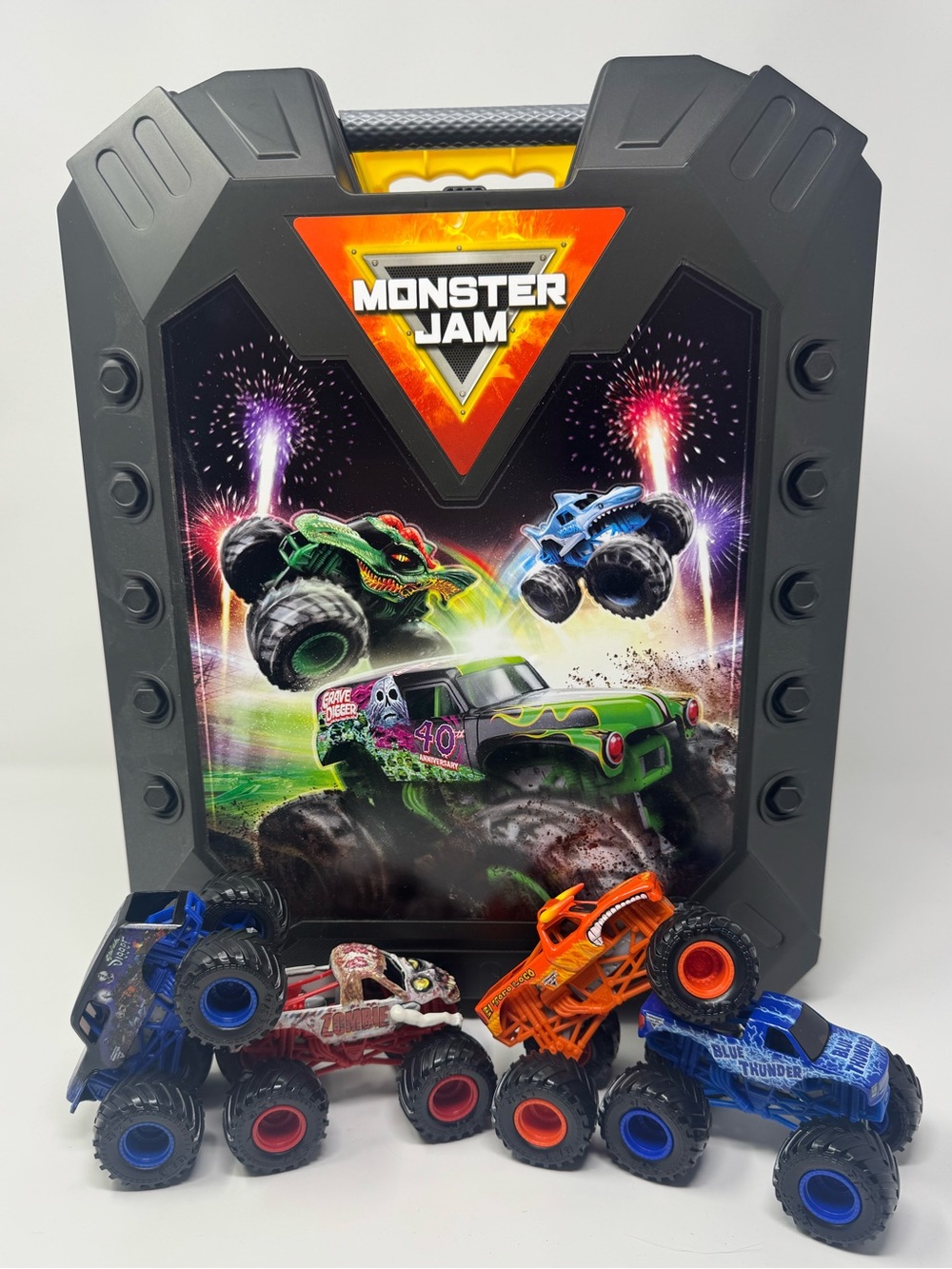 Monster Jam Kids Carry Case + Monster Trucks, Like New*